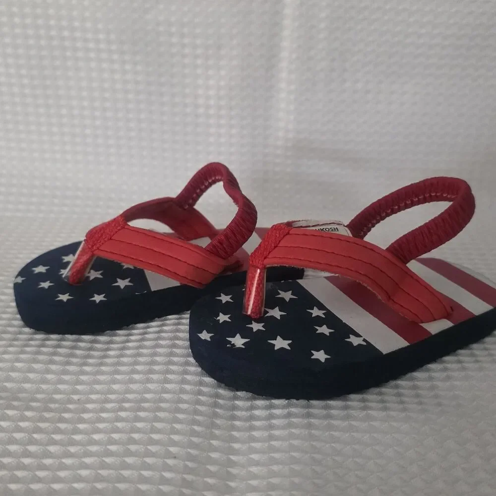 Rising Star Brown Faux Leather Stars & Stripes Flag Boots Booties 6-9m + Sandals